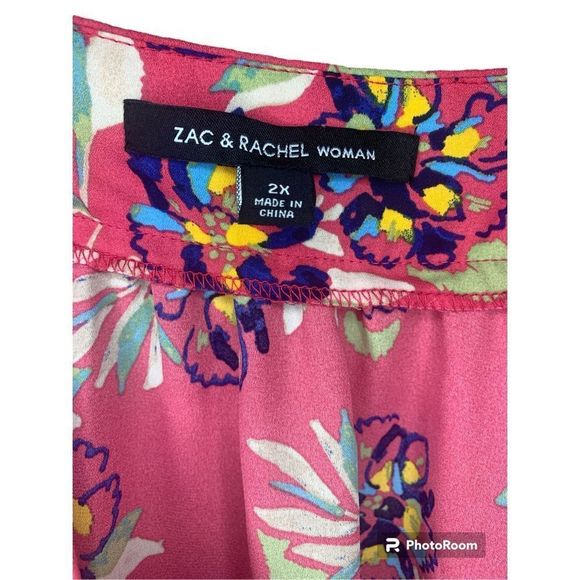 Zac & Rachel floral button dramatic sleeve blouse 2X - Picture 4 of 5
